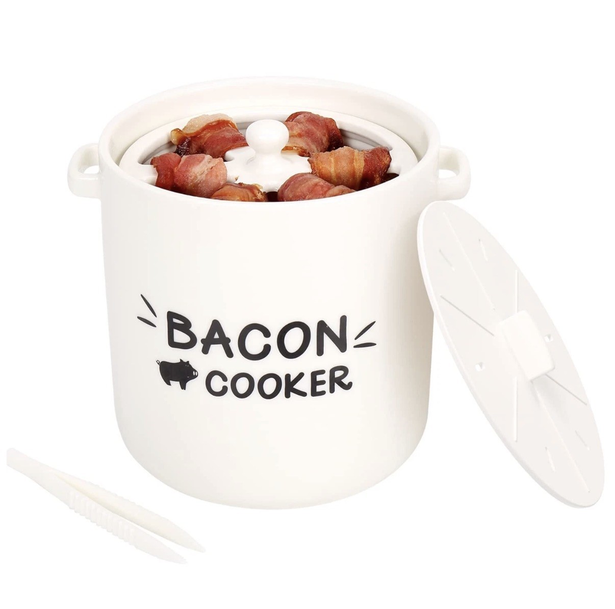 Ceramic Bacon Cooker for Microwave Oven – Splatter-Proof Design Microwave Bac…