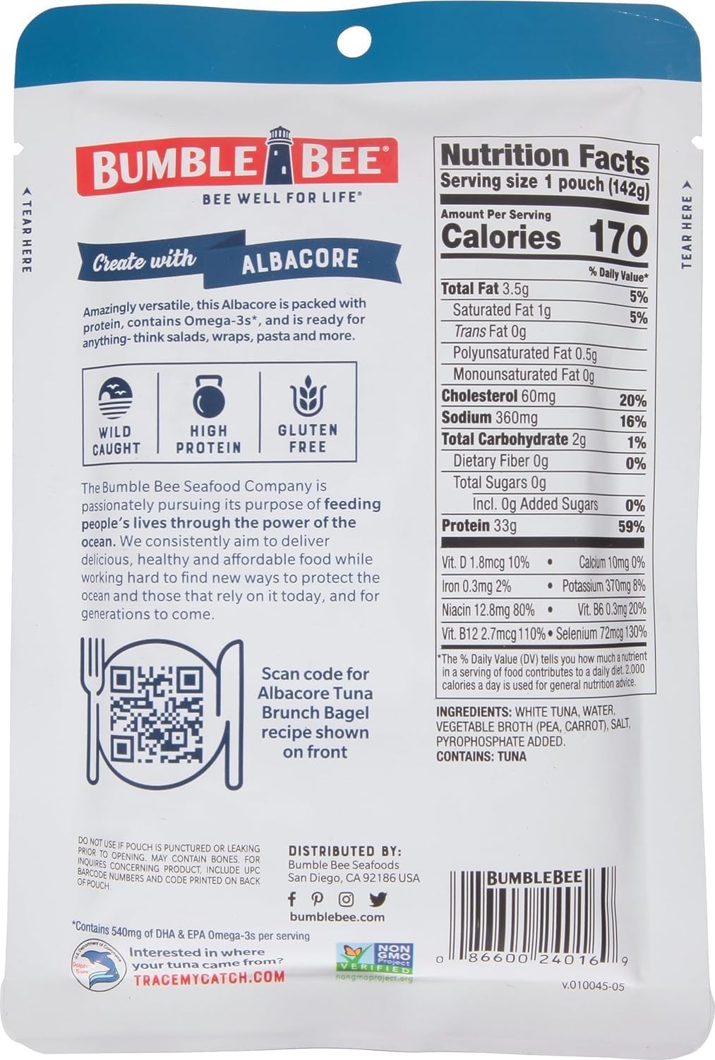 Bumble Bee Chunk White Albacore Tuna in Water, 5 oz Pouches Pack of 12 – Read…