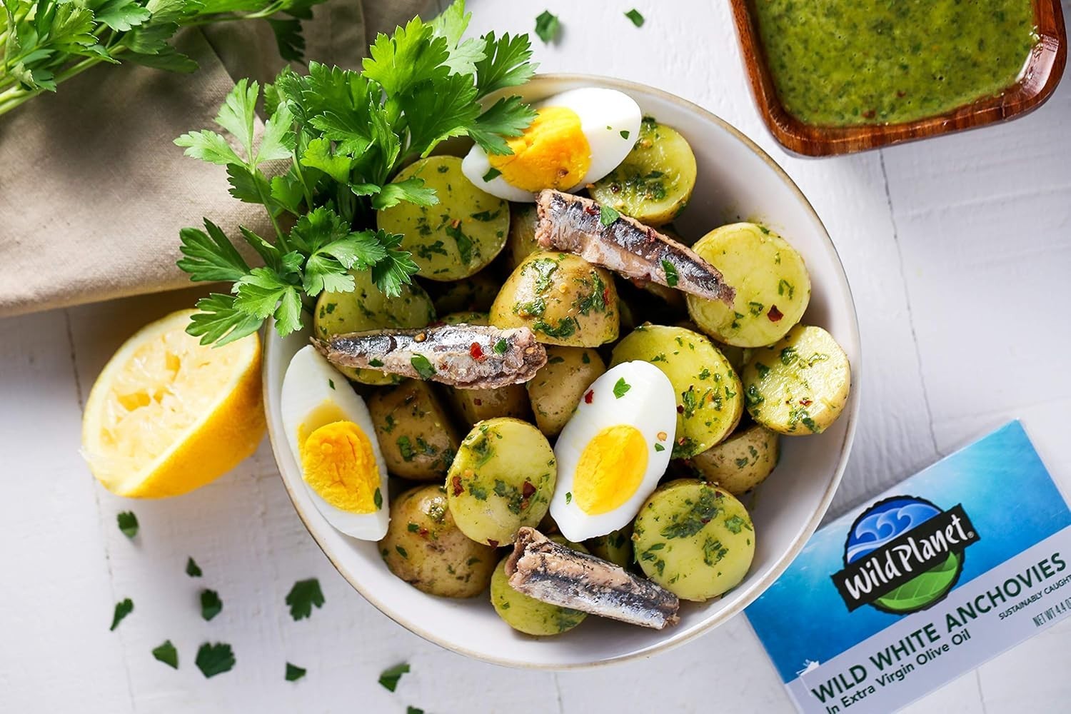 Wild Planet Wild White Anchovies Olive Oil 4.4 Ounce 12-Pack Tinned Fish