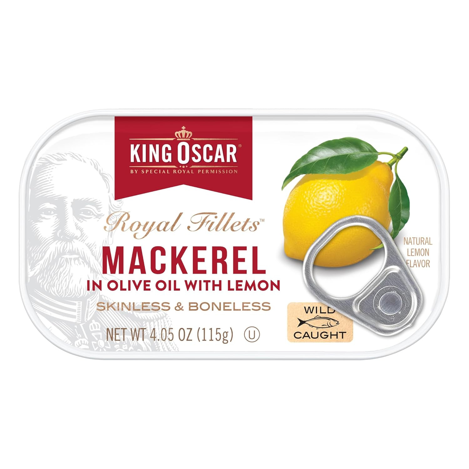King Oscar Mackerel in Olive Oil with Lemon, 4.05 Ounce Cans (Pack of 12), Skinl