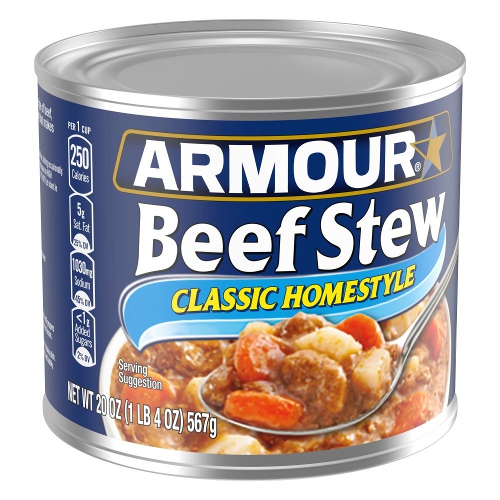 Classic Homestyle Beef Stew Canned Food 20 oz Can 4 Pack High Protein 13g Per