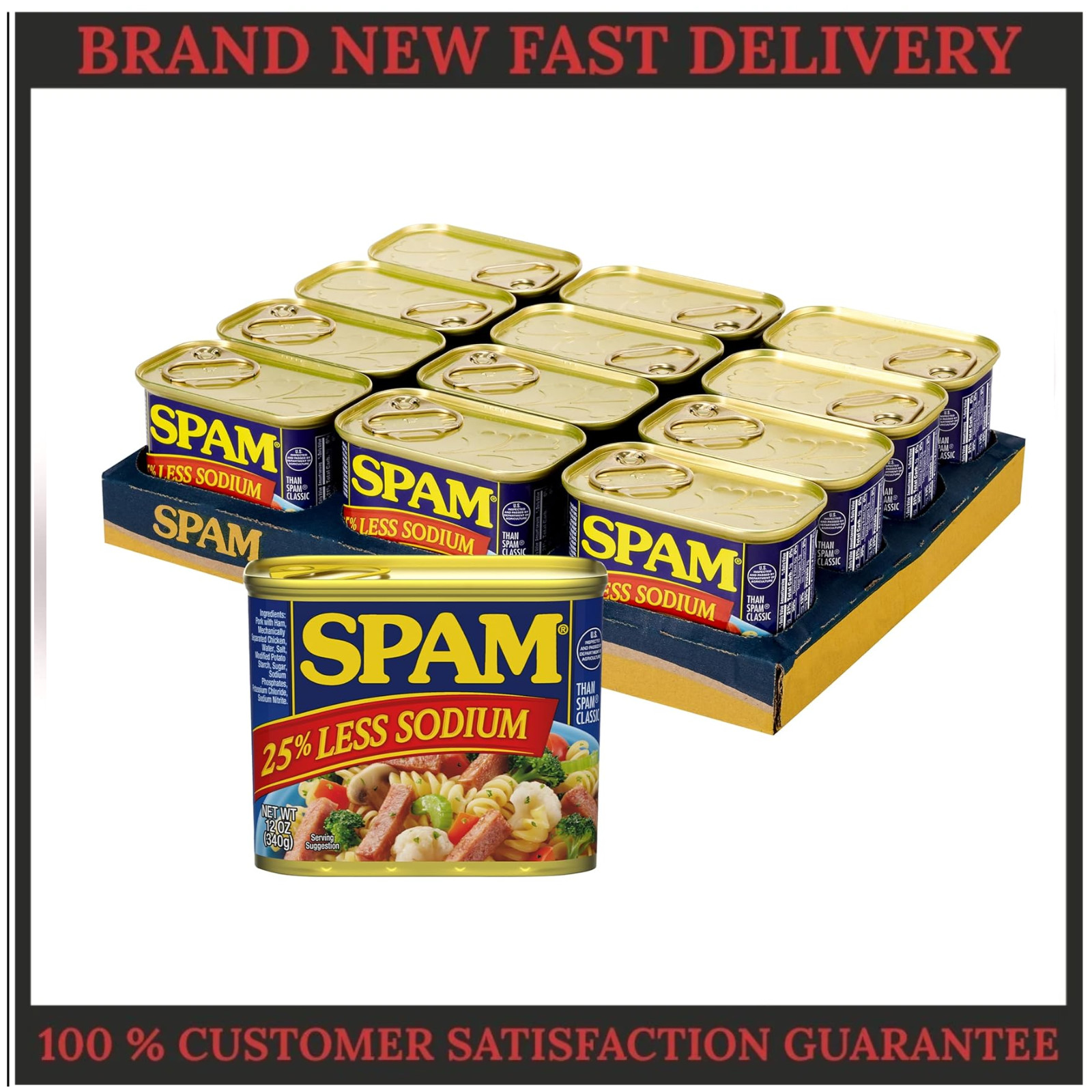 SPAM 25% Less Sodium Canned Meats, 12 oz Cans, 12 Pack