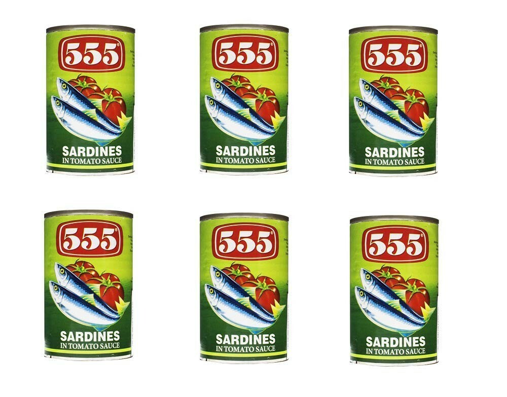 555 SARDINES IN TOMATO SAUCE GREEN X 6 CANS PROD OF THE PHILIPPINES