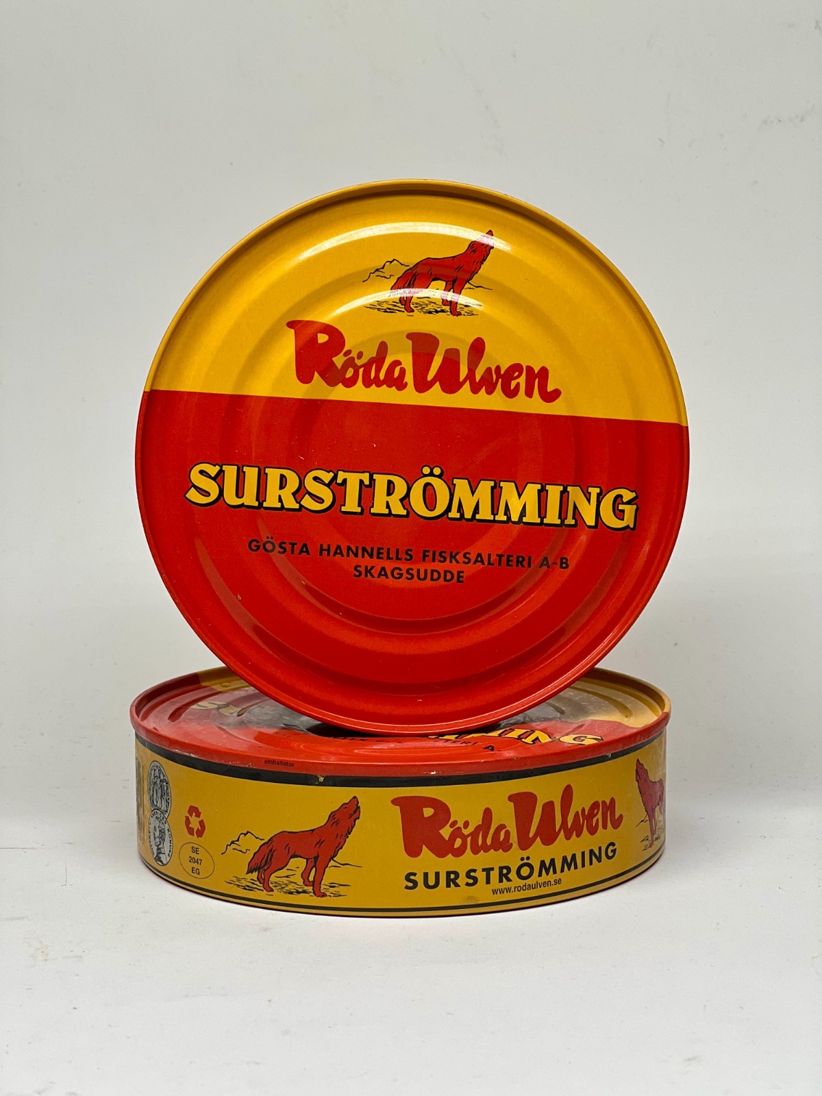 Swedish Surstromming herring traditional to Swedish cuisine, Red Wolf,Röda Ulven