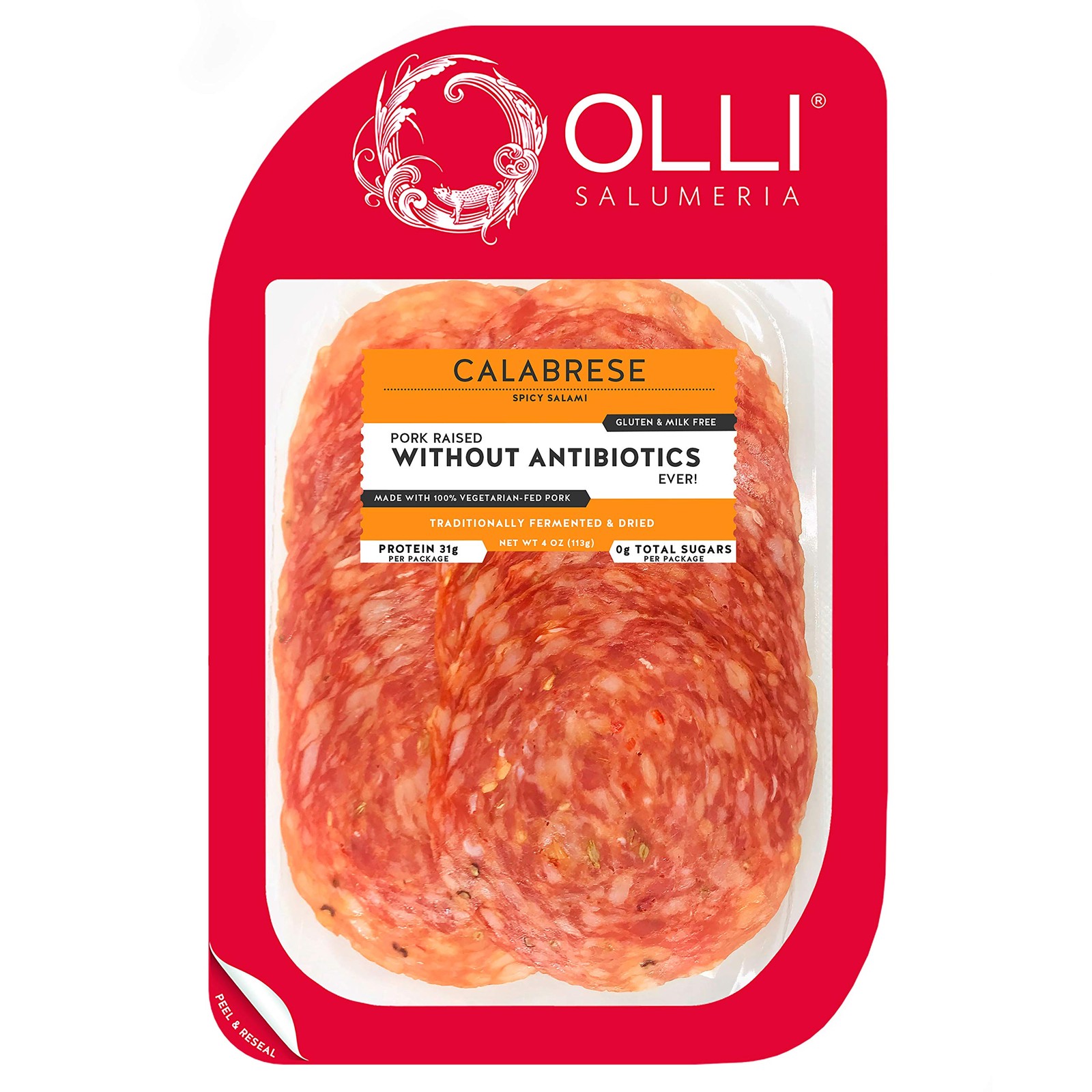 Olli Salumeria SALAMI CALABRESE SLICED, 4 OZ