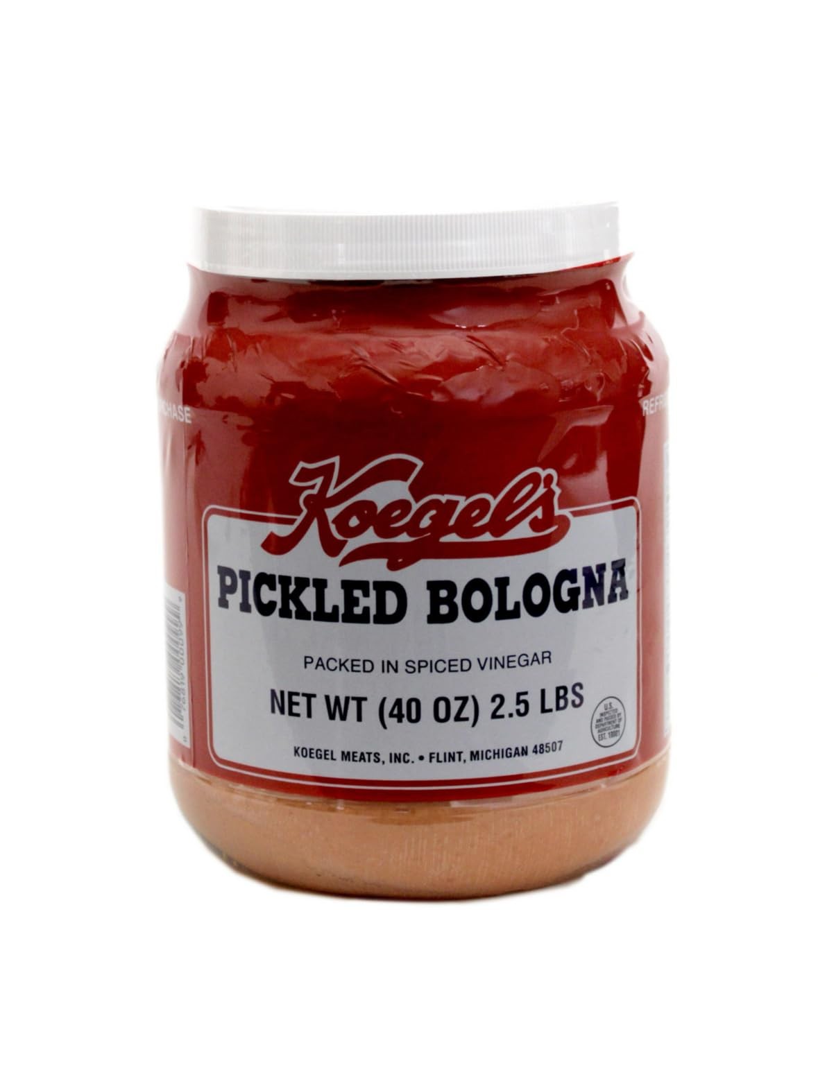 Pickled Bologna Spiced Vinegar 40-oz Plastic Jar Refrigerate After Opening