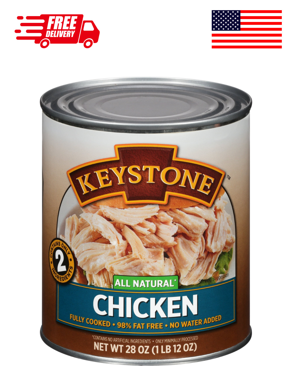 Keystone All Natural Canned Chicken 28 oz Fully Cooked No Preservatives