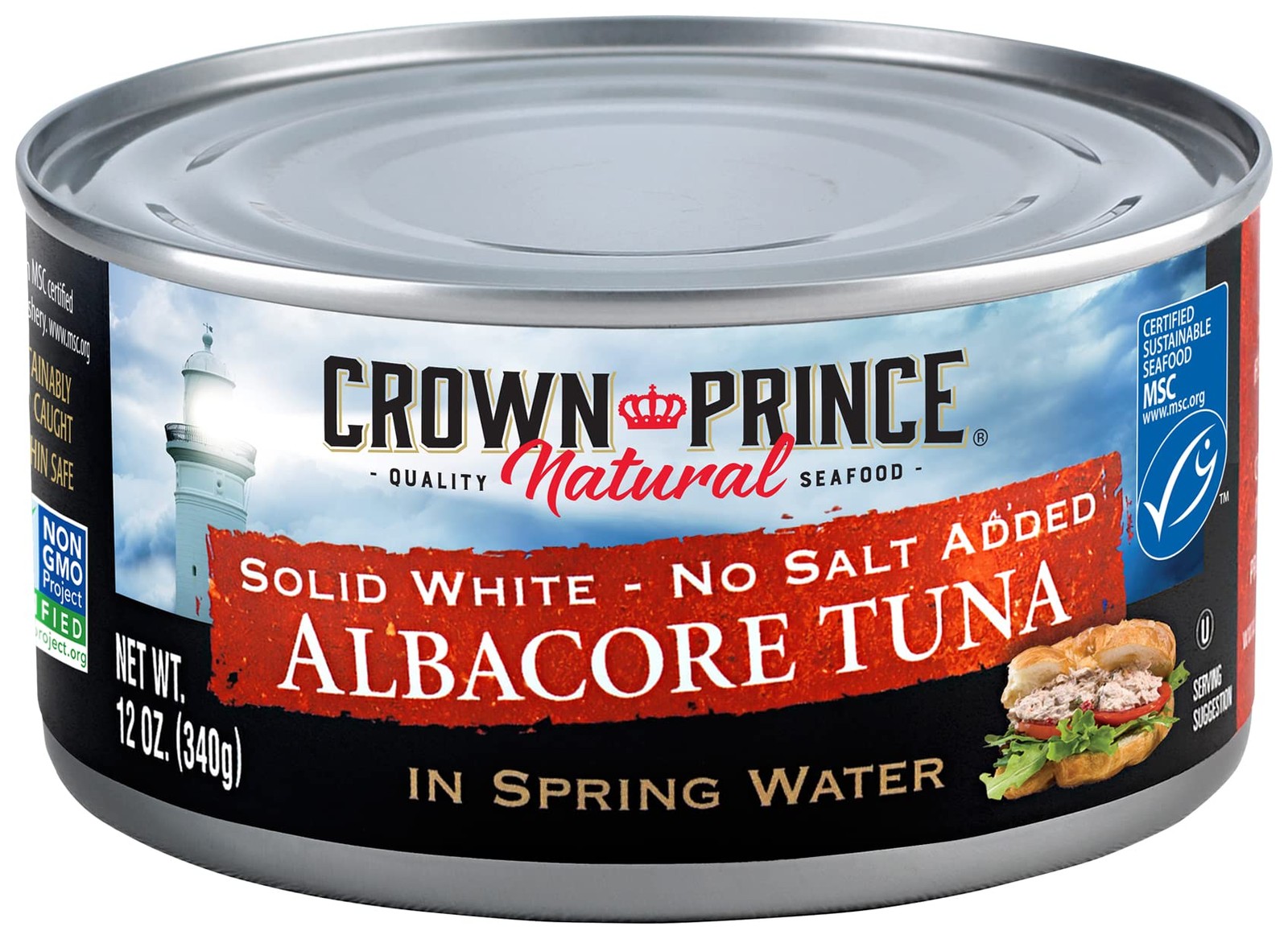 Crown Prince Natural Solid White Albacore Tuna in Spring Water, No Salt Added…