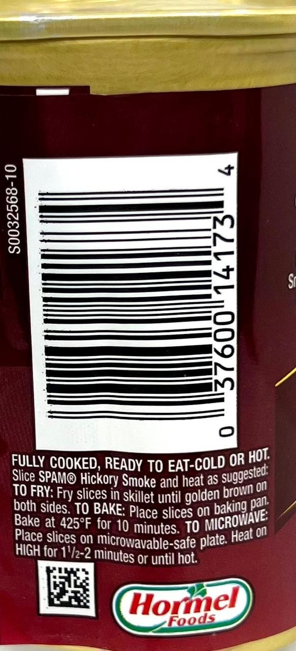 Spam Hickory Smoke Luncheon Meat 12 oz ( Pack of 4 )~11/2028