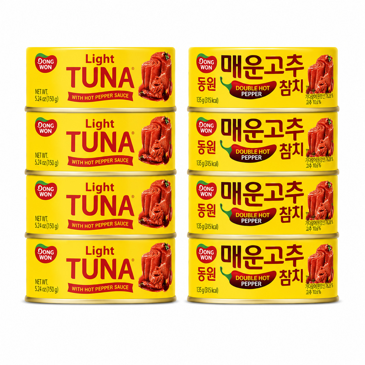 Dongwon Double Hot Pepper Tuna 4 Pack 4.76oz Korean Spicy Canned Tuna