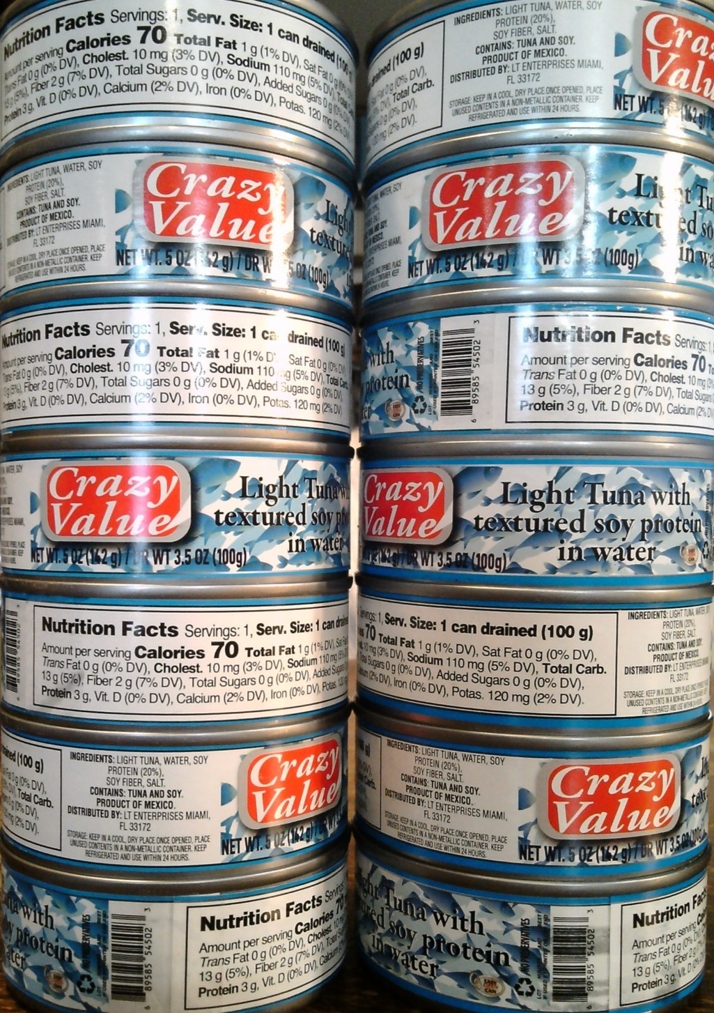 LOT 16 (FIFTEEN) Crazy Value Light Tuna with textured soy protein in water 3.5oz