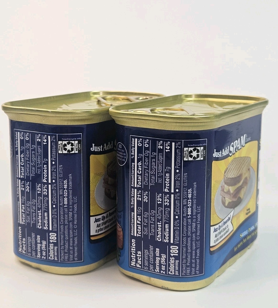 2 Pack SPAM Classic canned Meats, 12 oz Aluminum Cans BB 10/2028