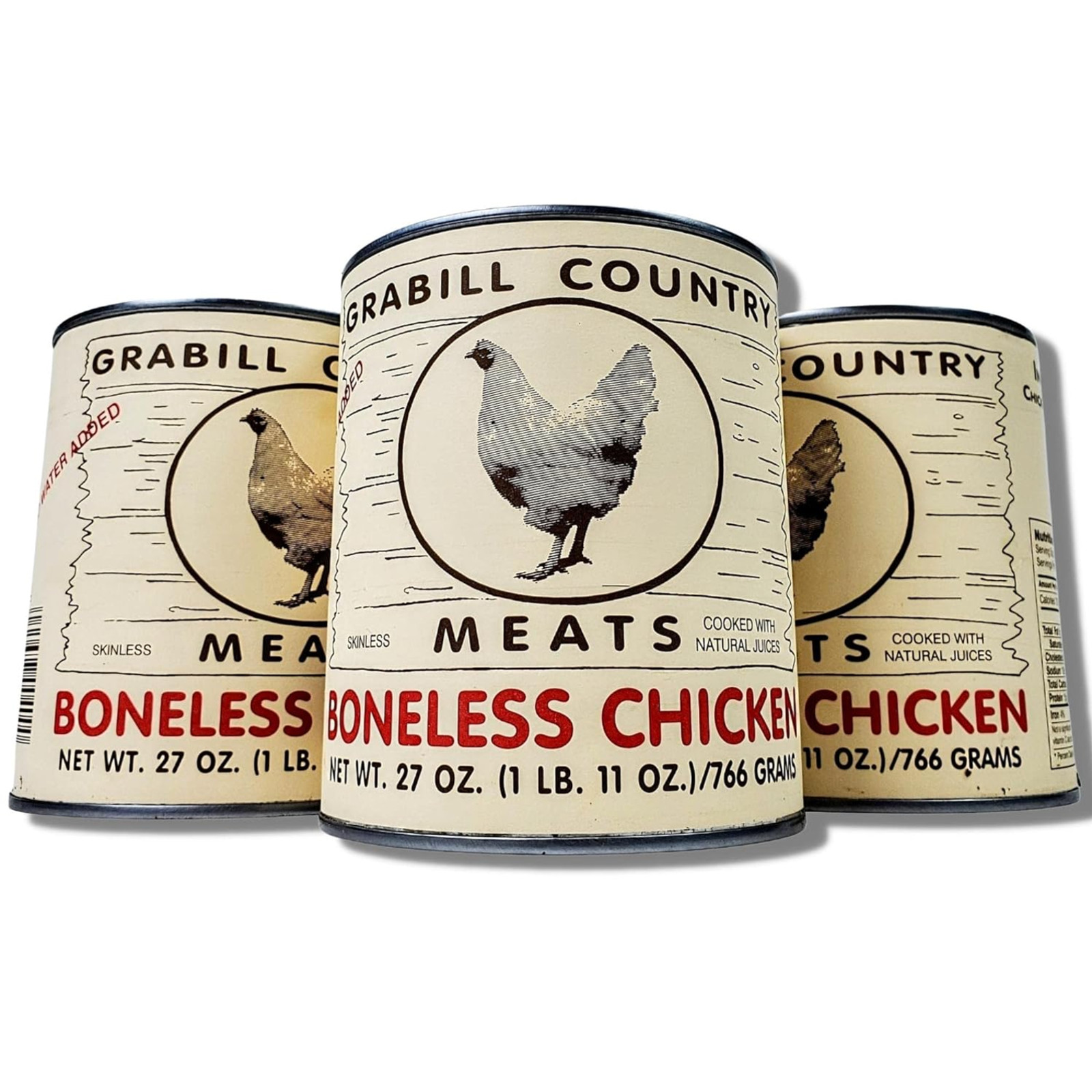 3 Pack Grabill Country Meat Boneless Chicken Cooked in Natural Juices 27 oz Can