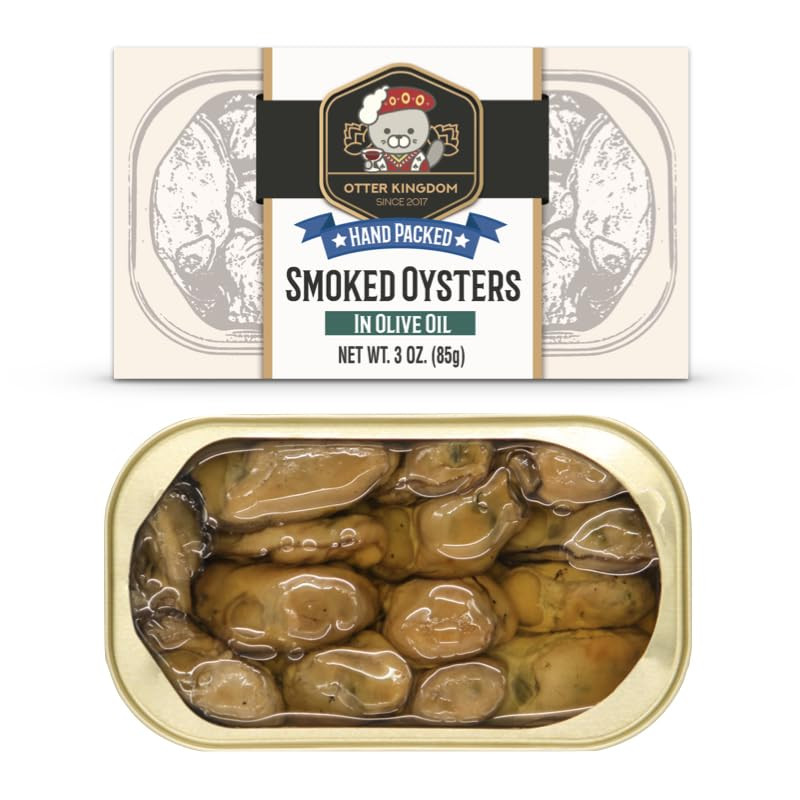 Premium Smoked Oysters in Pure Olive Oil, 3-Ounce Cans (Pack of 12)