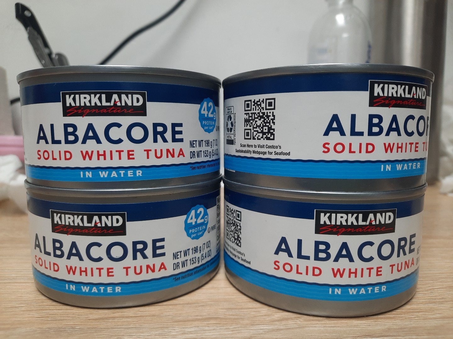 4 Cans Of Kirkland Solid White Albacore Tuna in Water 7 oz Can FREE SHIPPING