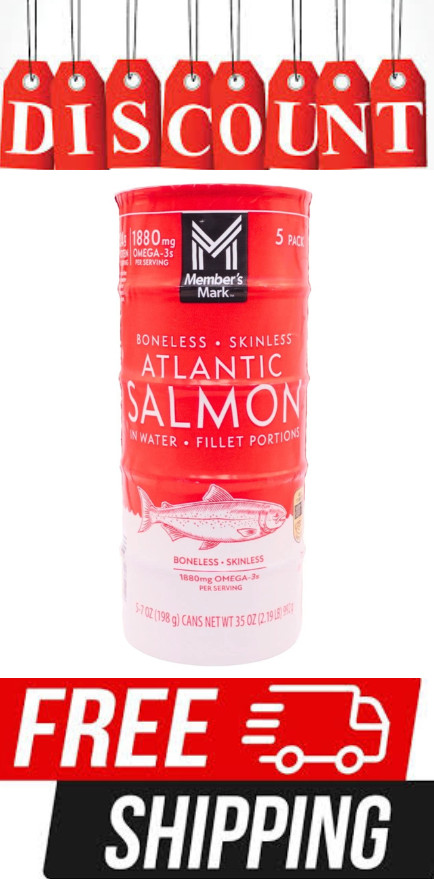 Member’s Mark Canned Atlantic Salmon, 24 grams protein per can (7 oz., 5 pack.)