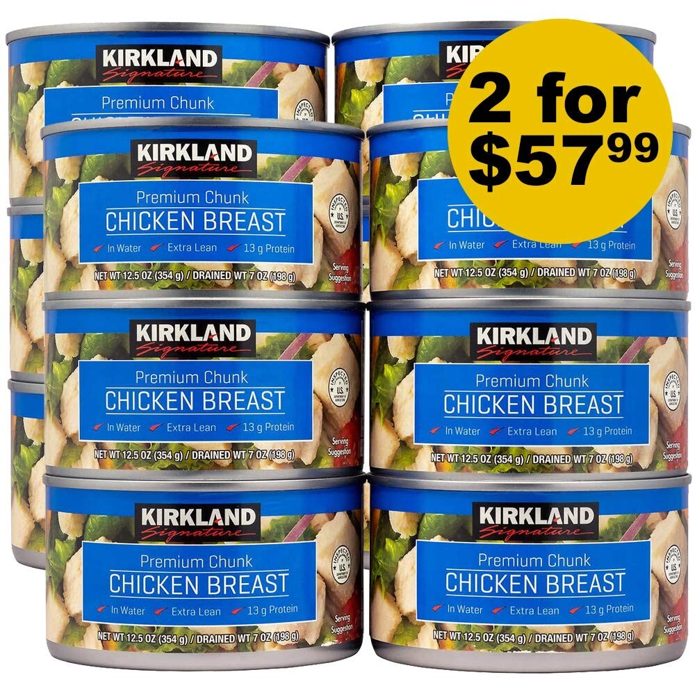 Kirkland Premium Chunk Chicken Breast Extra Lean 12.5oz 12 Cans ~Exp 10/16/2025