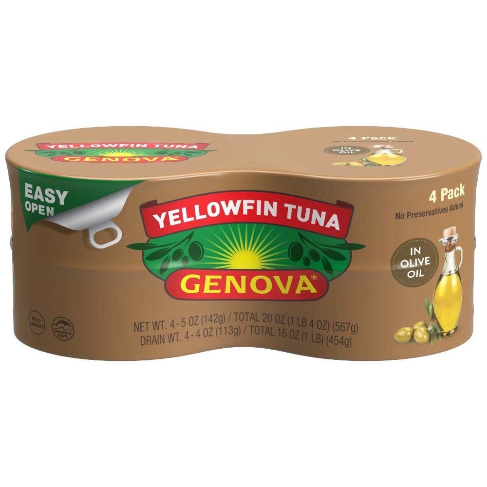 Premium Yellowfin Tuna in Olive Oil 4 Pack 5 oz Cans Wild Caught High Protein
