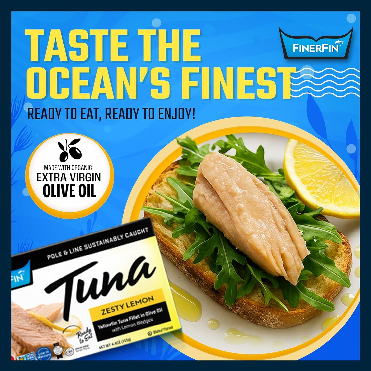 Yellowfin Tuna Fillets in Organic Olive Oil – Zesty Lemon Flavor (4.4Oz Can – 2