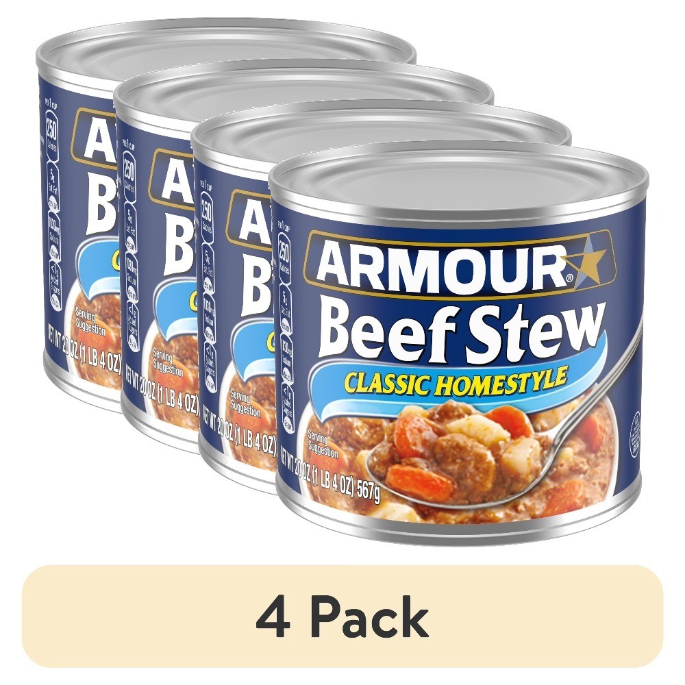 Classic Homestyle Beef Stew Canned Food 20 oz Can 4 Pack High Protein 13g Per