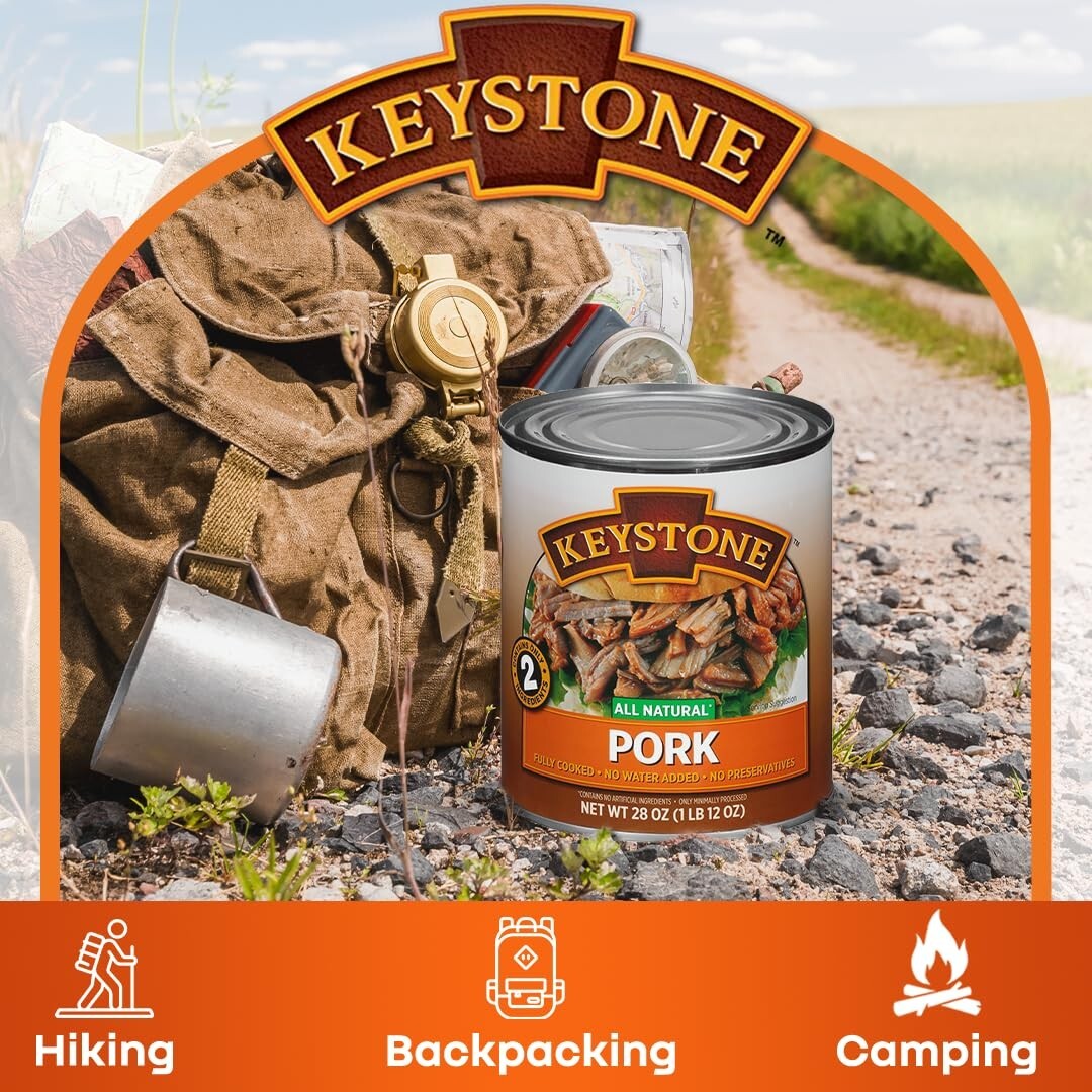 3 Cans- KEYSTONE Meats All Natural Canned Beef, Chicken and Pork Bundle 28oz