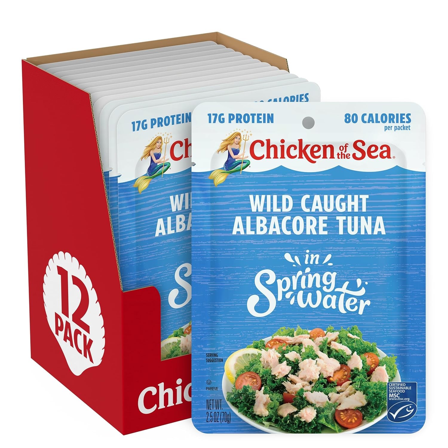 Chicken of the Sea Albacore Tuna in Water 2.5oz Packets Pack of 12