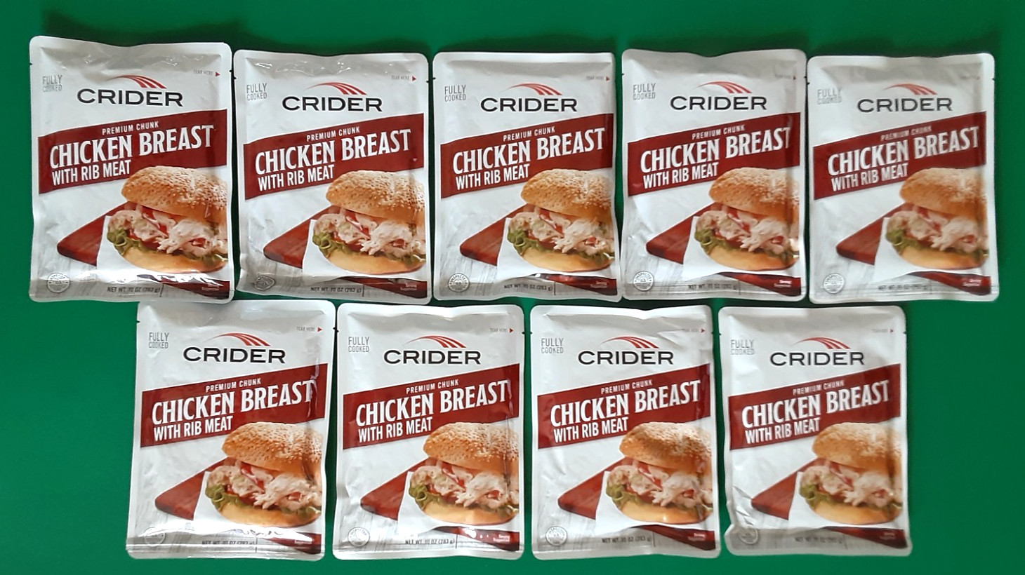 Lot of 9 – 10oz Packs CRIDER Premium Chunk Chicken Breasts with Rib Meat 11/2027