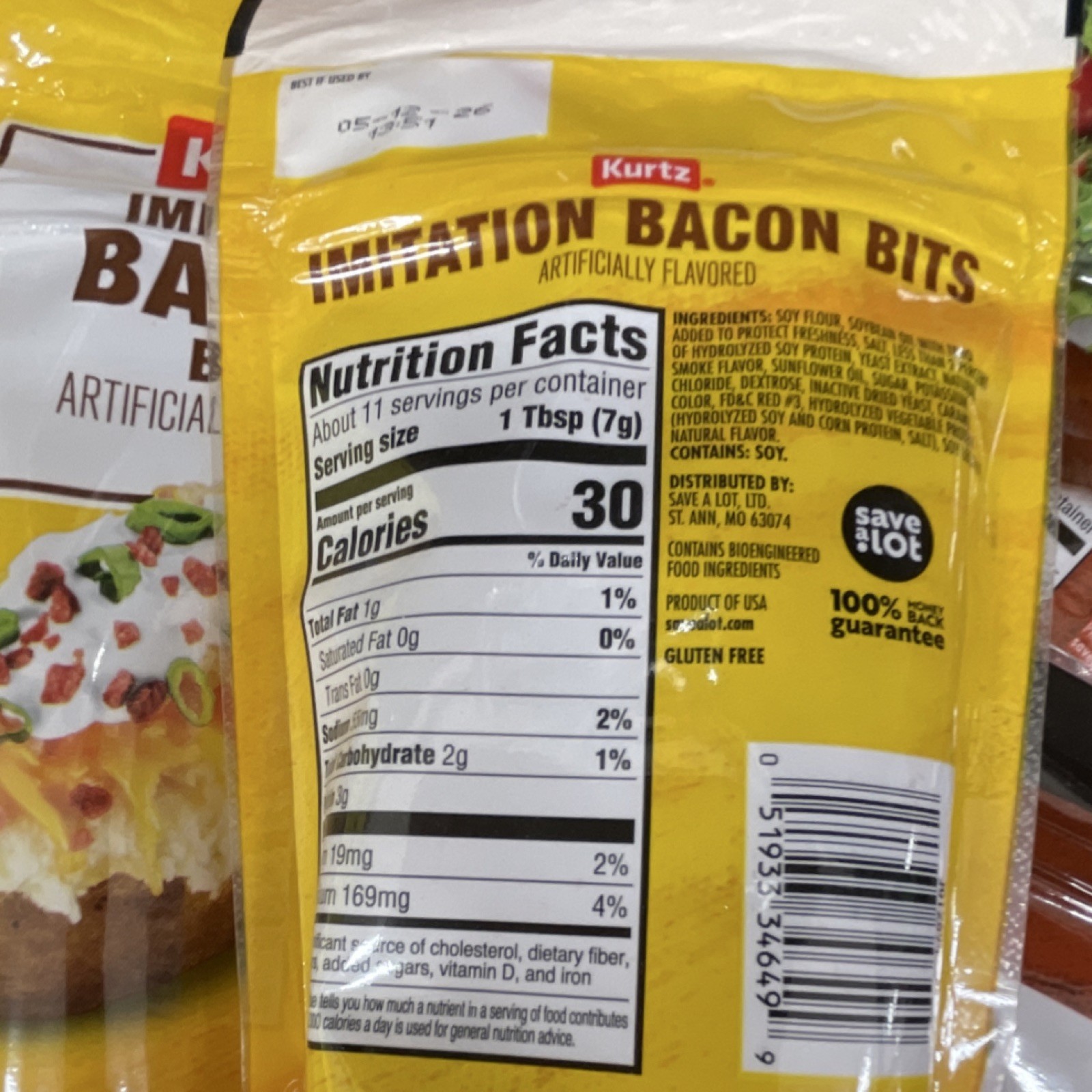 Kurtz Imitation Bacon Bits Artificially Flavored No MSG Gluten Free 3 oz