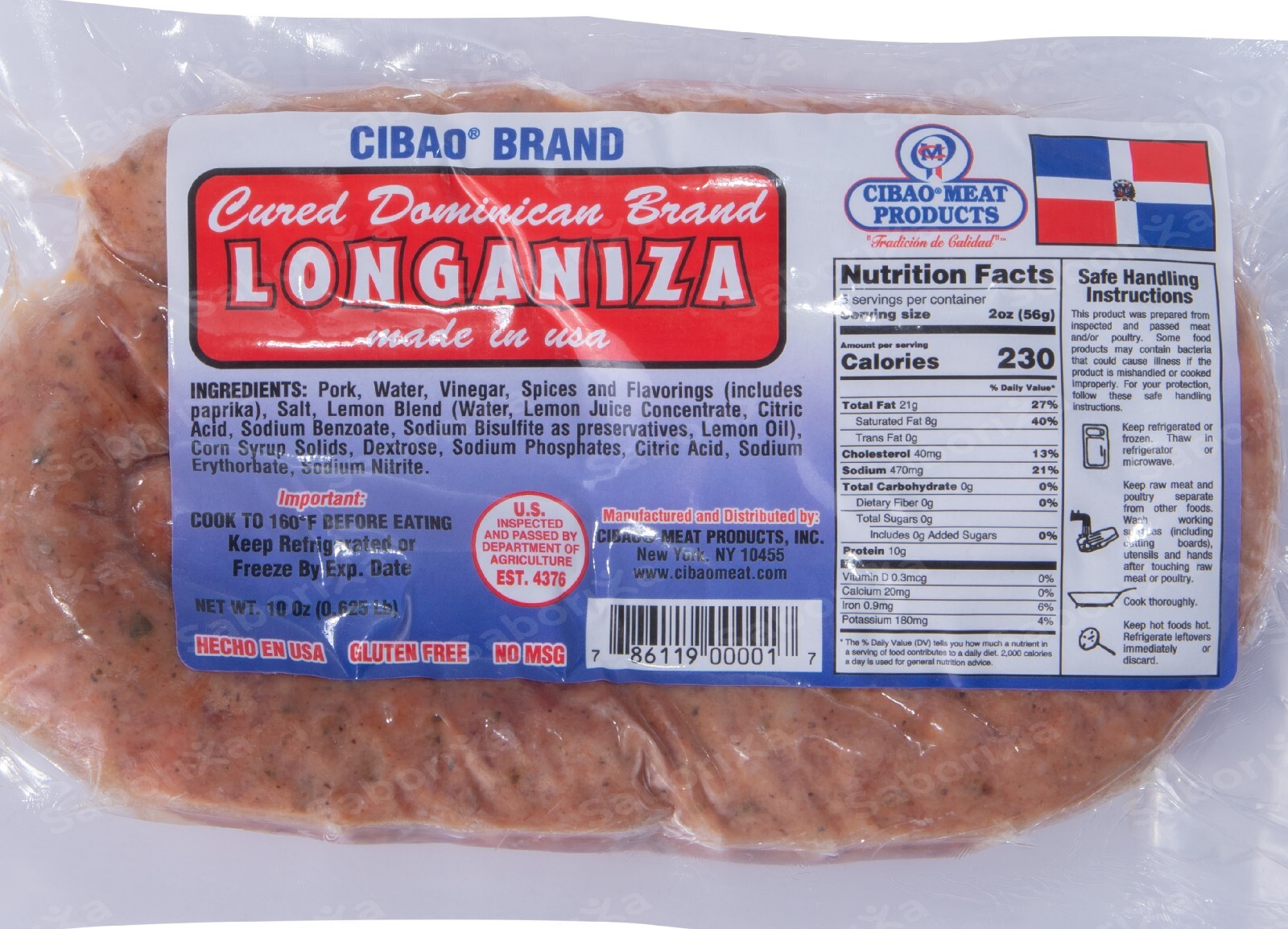 Cibao Meat Longaniza 10 Onz