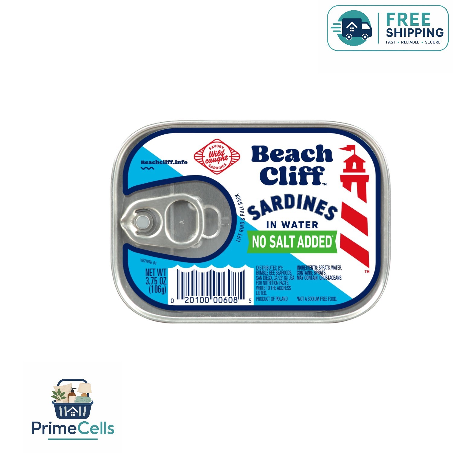 No Salt Added Sardines – High Protein, Gluten Free, Easy Snack (3.75 oz)