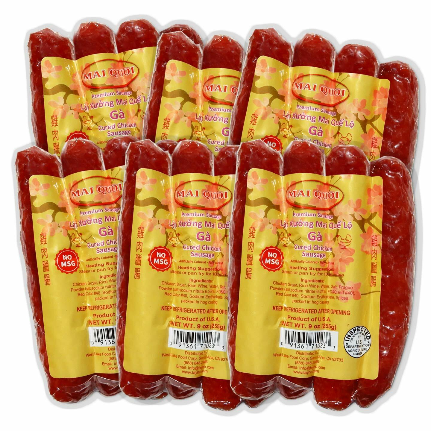 6 packs PREMIUM Chicken CURED SAUSAGE LAP XUONG GA (No MSG) Made in the USA