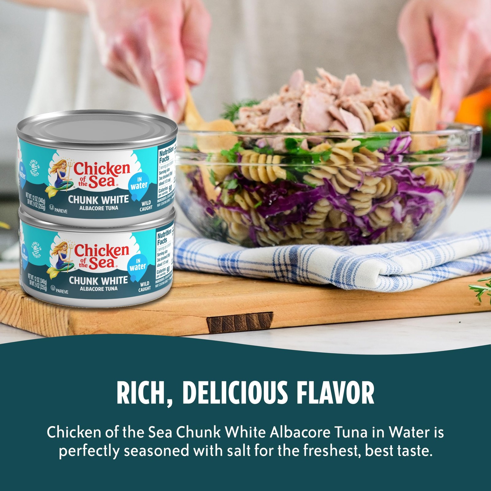 Chicken of the Sea Wild Caught Chunk White Albacore Tuna in Water, 12 oz Cans…
