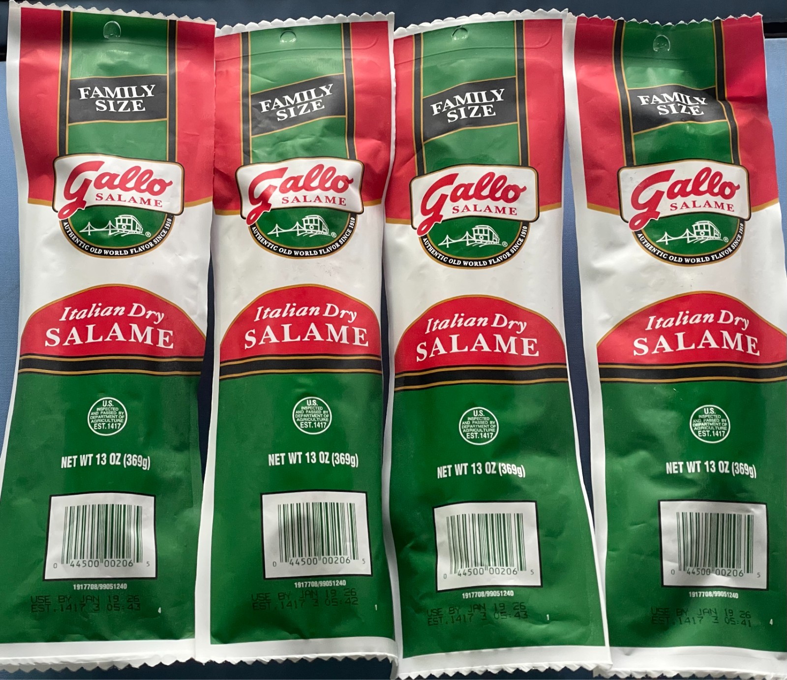 4 GALLO ITALIAN DRY SALAME Family Size Salami 13 oz ea x 4 FRESHEST FREE SHIPPNG