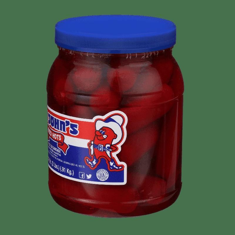 Ready To Eat Red Hots Pickled Sausage 32oz Jar Chicken Pork Shelf Stable Snack