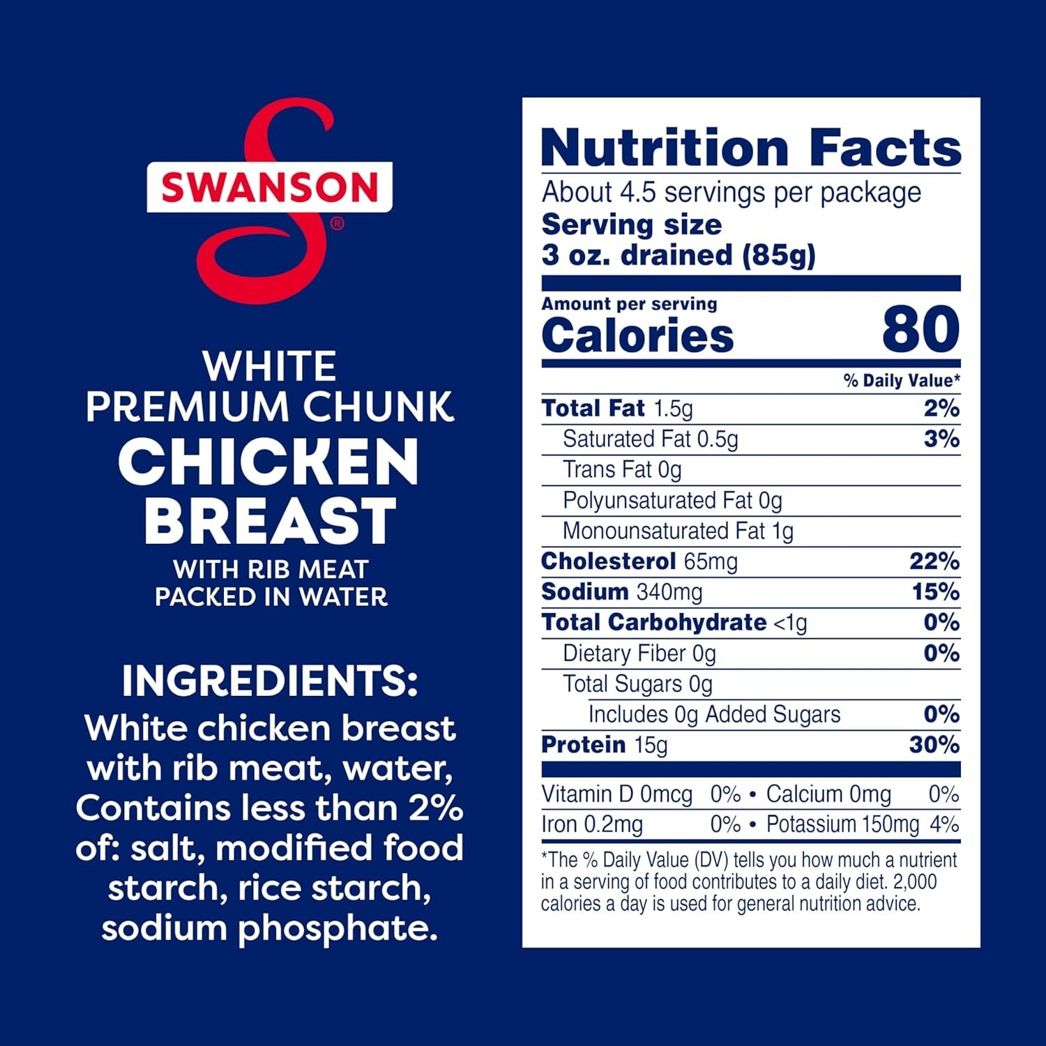 Swanson Chunk Canned Chicken Breast – 12.5 oz, Ready-to-Eat Convenience