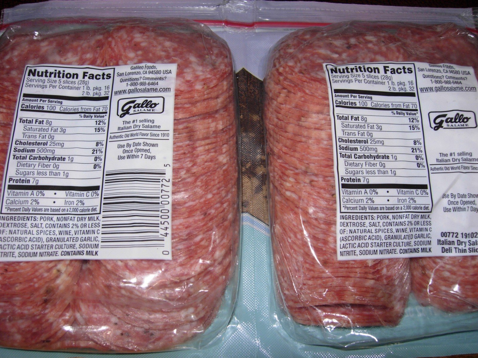 GALLO ITALIAN DRY SALAME FOUR POUNDS! 2 Pounds x 2 = 64oz FRESHEST FREE SHIPPING