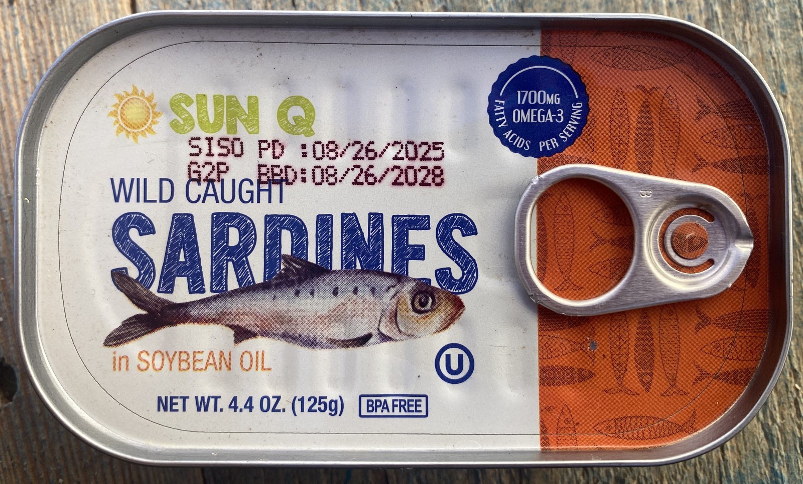 (50) SUN Q WILD CAUGHT SARDINES IN SOYBEAN OIL 4.4 Oz Can 220 OZ TOTAL DEAL
