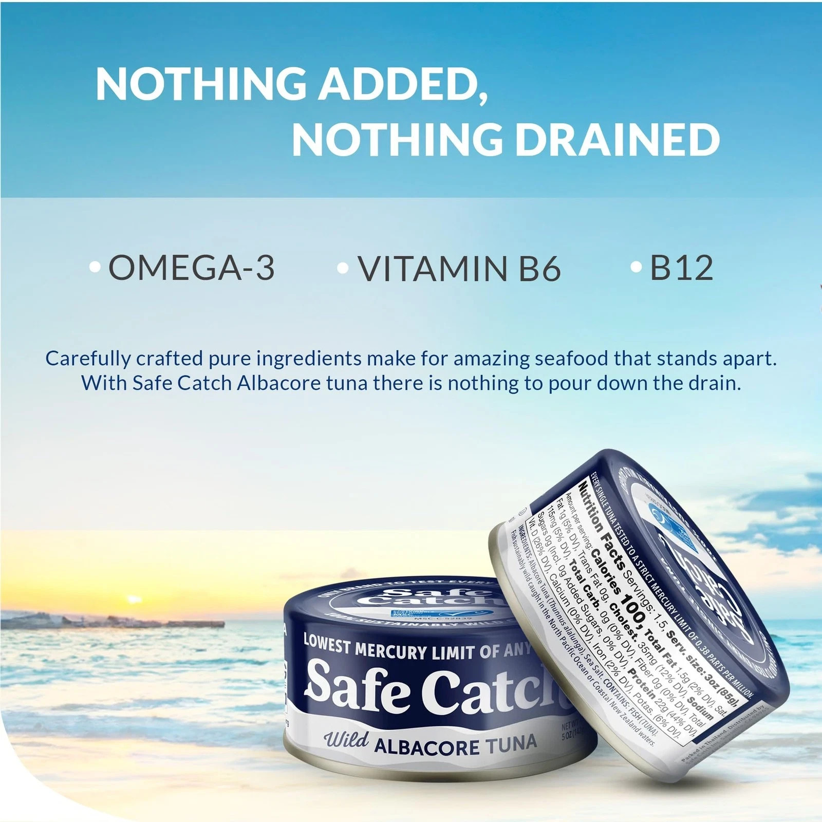Safe Catch Wild Albacore Tuna Canned Low Mercury Can Tuna Fish Steak Gluten-F…