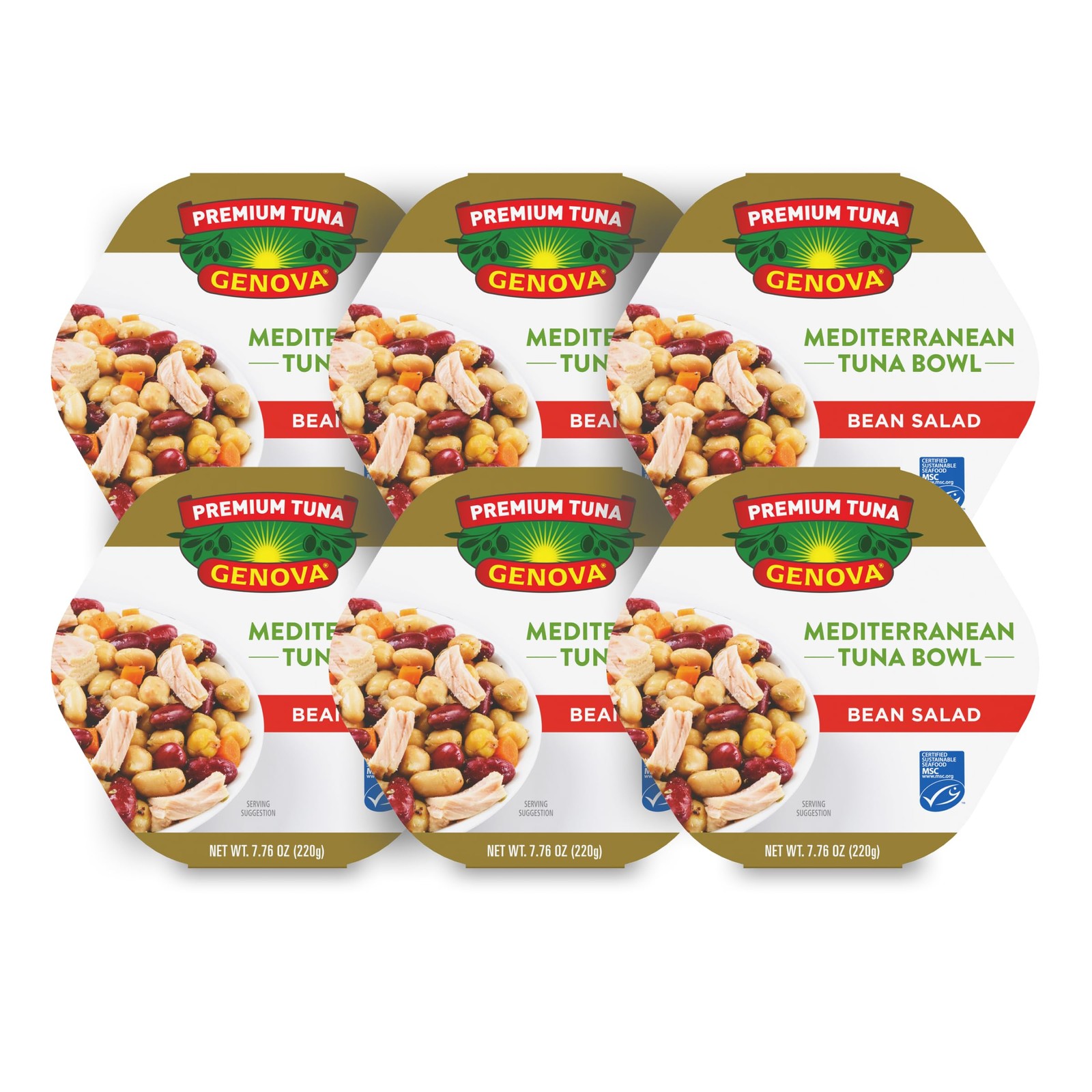 Genova Premium Tuna Mediterreanean Bean Salad, 7.76 Ounce Bowls Pack of 6, Re…