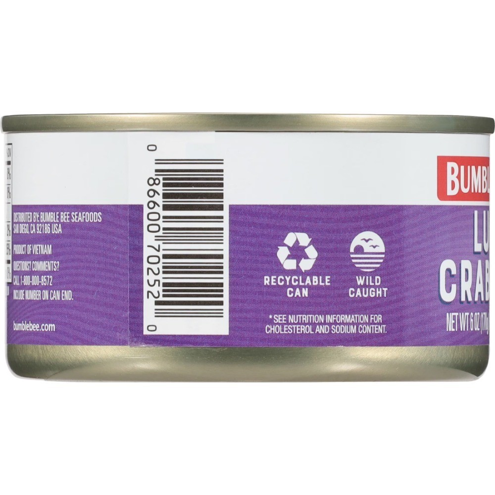 Wild Caught Canned Lump Crab Meat High Protein 14g per Serving Shelf Stable Can