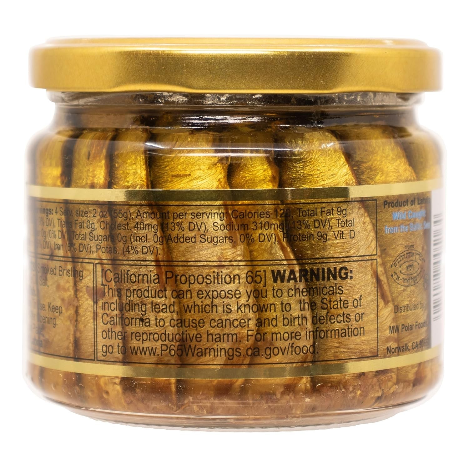 MW Polar Naturally Alder Wood Smoked Brisling Sardines 9.5 Ounce (Pack of 6)