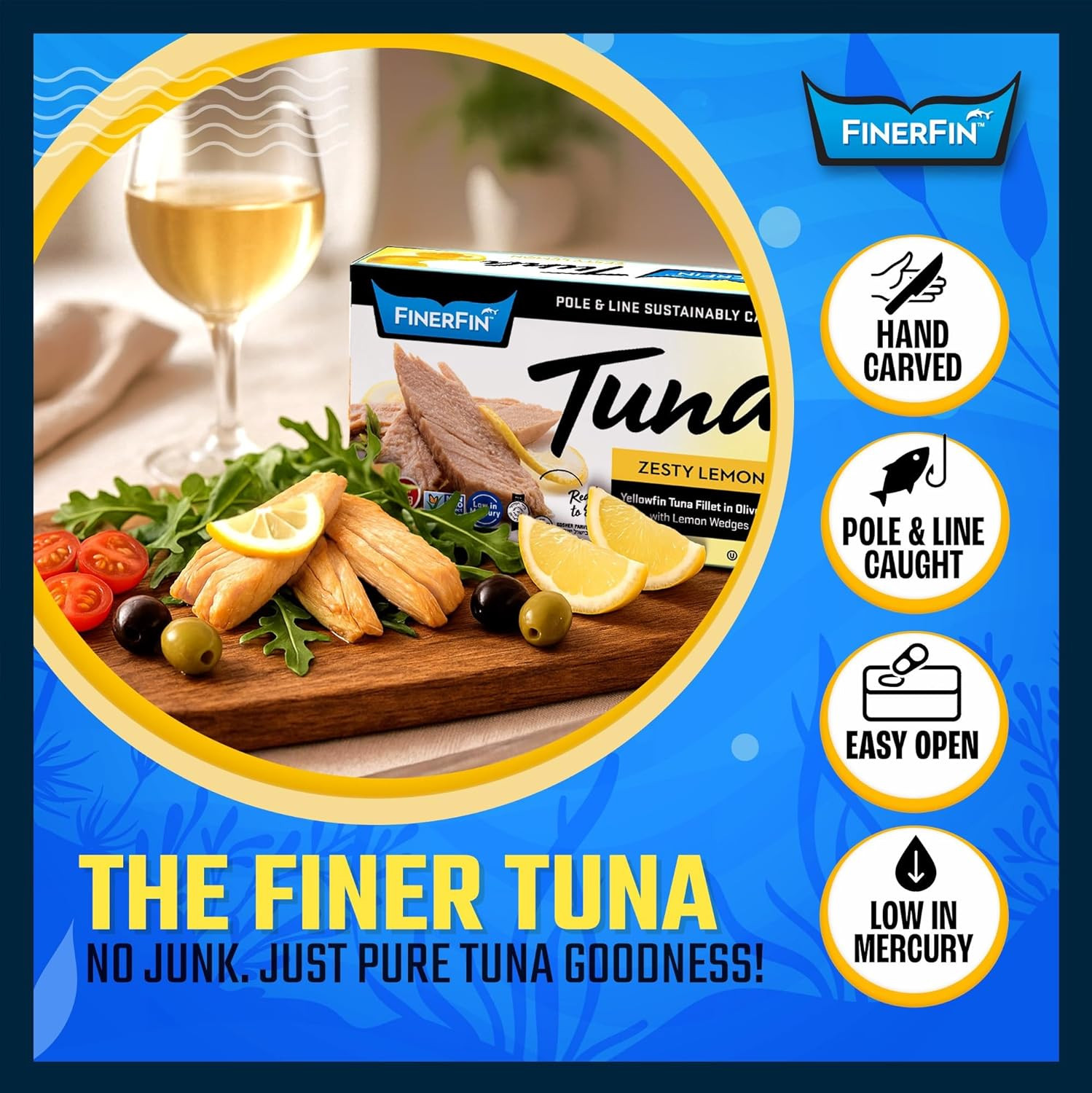 Yellowfin Tuna Fillets in Organic Olive Oil – Zesty Lemon Flavor (4.4Oz Can – 2