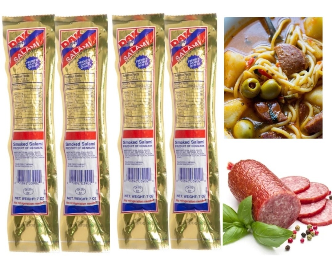 (4 PACKS 7oz.ea) DAK SALAMI SMOKED SAUSE FULLY COOKED READY TO EAT