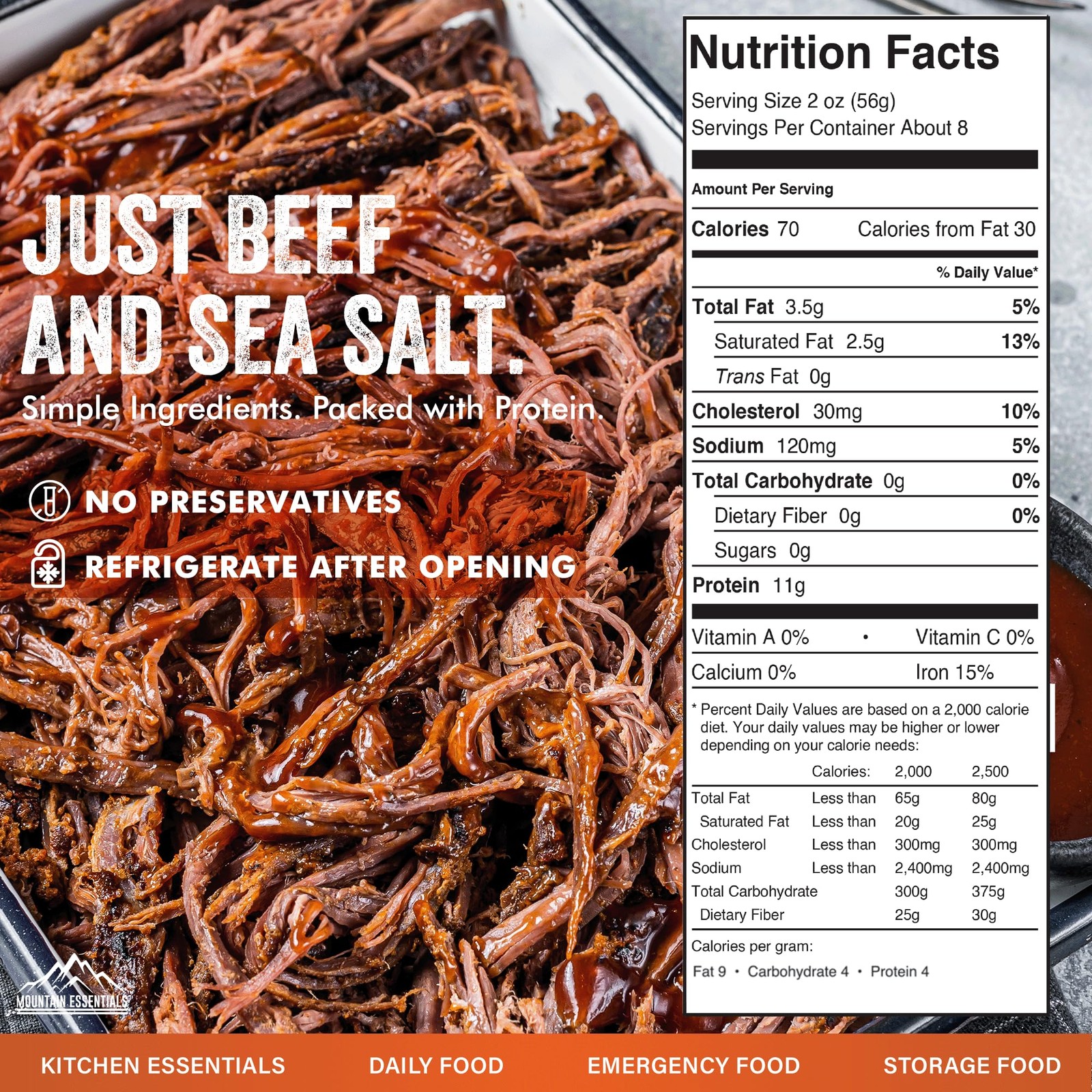 Mountain Essentials All Natural Canned Beef 14.5 oz Ready to Eat, Gluten Free