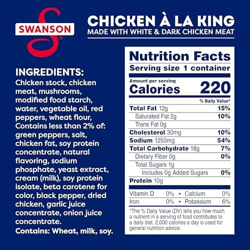 Canned Chicken a la King 10.5 OZ – White & Dark Meat, Case of 12, Ready to Eat