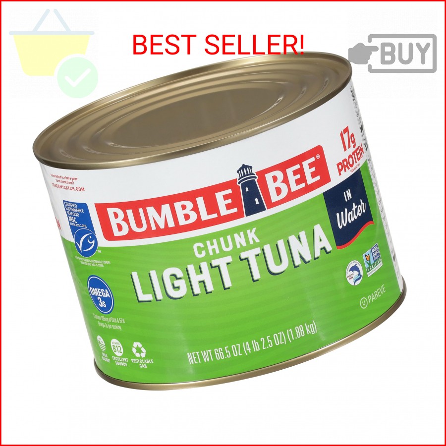 Bumble Bee Chunk Light Tuna In Water, 66.5 oz Bulk Food Service Can – Wild Caugh
