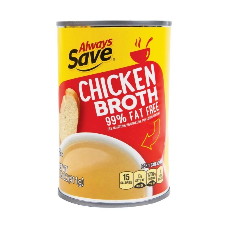 5x Always Save Chicken Broth 99% Fat Free Canned Cooking Base New Sealed Lot 14.