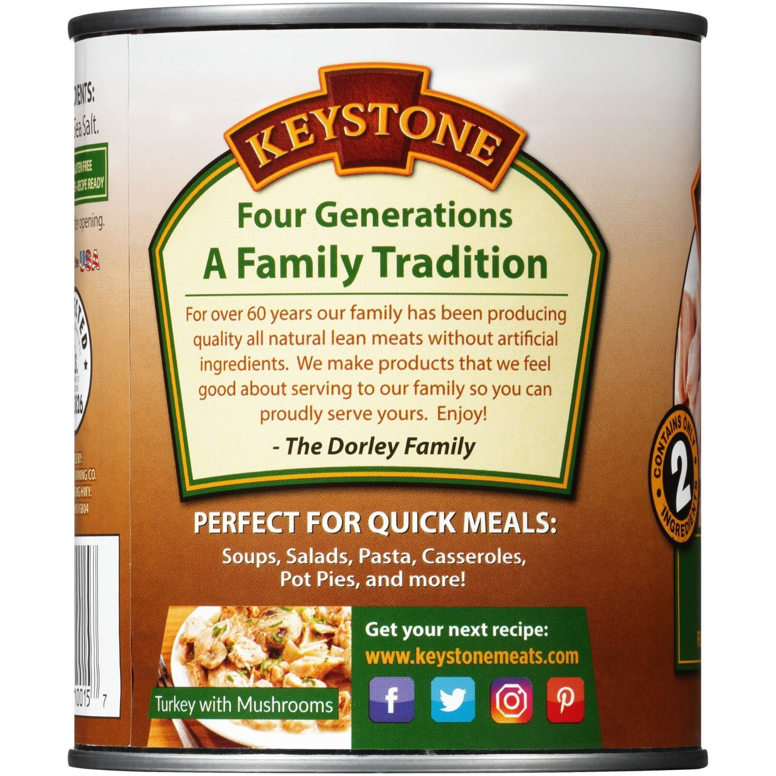 Keystone All Natural Canned Turkey, 4-pack -(28 oz) – Fully Cooked, No Preserves