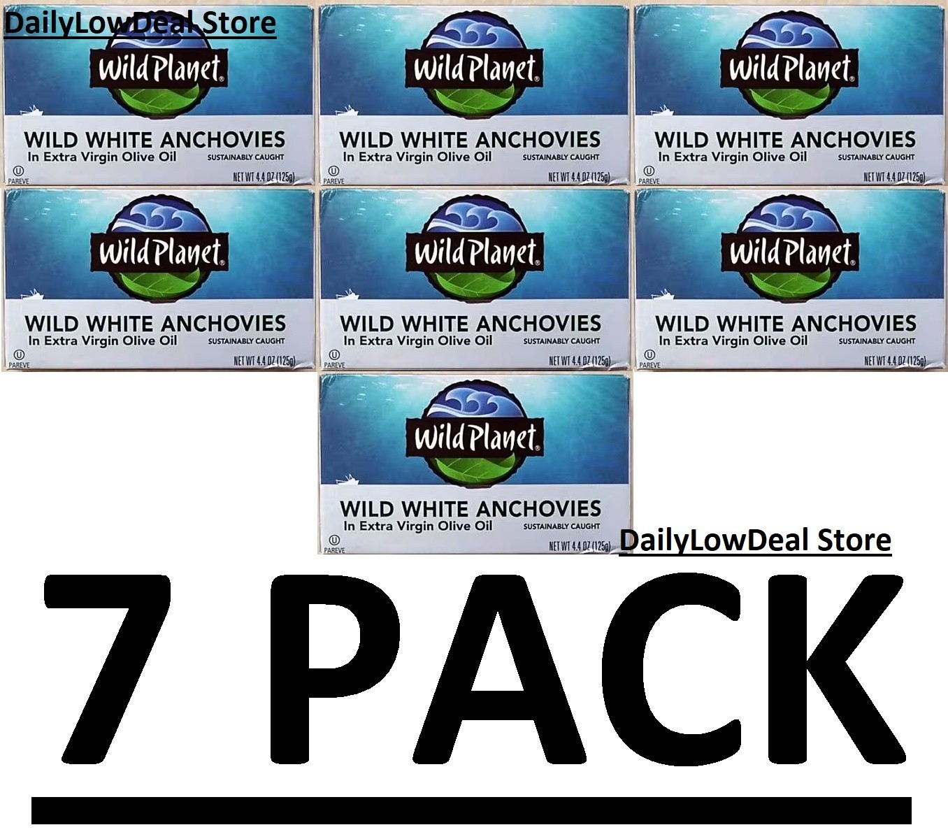 7 PACK – Wild White Anchovies In Extra Virgin Olive Oil, 4.4 oz (Total 30.8 oz)