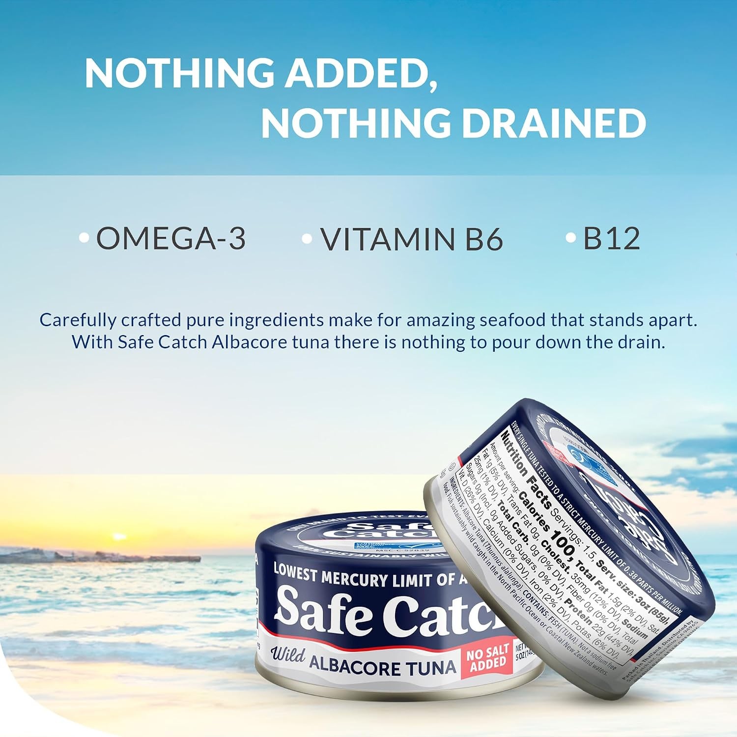 Albacore Tuna Safe Catch, No Salt 5oz 6pk